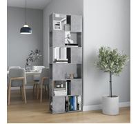 BESTLIFE® Armoire Salon à vitrine, Meuble étagère Bibliothèque-Séparateur de pièce Gris béton 60x24x186 cm(80277)
