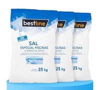 BESTLINE Lot de 3 sacs de sel de piscine, sel de mer humide idéal pour garder l'eau claire et propre, 75 kg