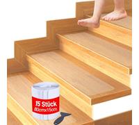 BestLink Lot de 15 tapis d'escalier, 15 x 80 cm, transparents, autocollants, imperméables, antidérapants, pour marches en bois, sol