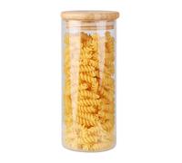 Bestlivings Bocal de conservation de 400 ml avec couvercle en bambou Ø 6,6 x 14,5 cm, récipient en verre hermétique réutilisable de qualité supérieure, bocal à épices pour la cuisine