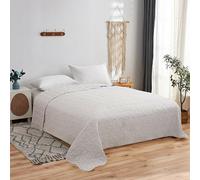 Bestlivings Couvre-lit (argenté) 220 x 240 cm avec doublure rembourrée, jeté de lit, couverture d'été matelassée, couverture réversible