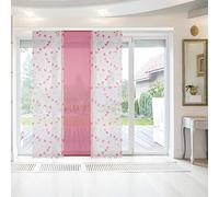 Bestlivings Elena Lot de 3 panneaux japonais avec impression/motif - 60 x 260 cm (l x h) - Paradis framboise - Avec accessoires - Rideau coulissant avec imprimé