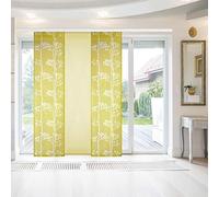 Bestlivings Elena Lot de 3 panneaux japonais dévorés 60 x 260 cm (l x h) en vert olive, motifs brûlés, rideau coulissant, dans de nombreuses couleurs