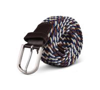 Bestlivings hemmy Ceinture extensible tressée - Ceinture en tissu élastique - Ceinture extensible sans trous - Unisexe - Réglable en continu - Pour homme et femme, Beige/marron/blanc, 105 cm