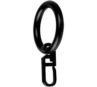 Bestlivings Lot de 10 anneaux de rideau, diamètre : 28 mm, avec crochets à plis, idéaux pour tringles à rideaux, de 16 mm de diamètre, noirs, avec anneaux avec crochets plissés