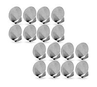 Bestlivings Lot de 16 crochets muraux autocollants ronds en acier inoxydable pour chambre à coucher, salle de bain, sans perçage