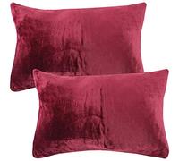 Bestlivings Lot de 2 housses de coussin moelleuses Celina (40 x 60 cm) - Housse douillette avec fermeture éclair aubergine idéale pour les coussins décoratifs et les coussins de canapé
