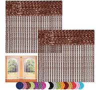 Bestlivings Lot de 2 rideaux à fils 90 x 240 et 140 x 240 cm, Tissu, braun - schokobraun, 90x240
