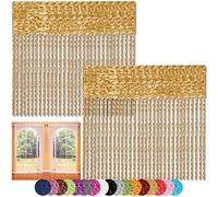 Bestlivings Lot de 2 rideaux à fils 90 x 240 et 140 x 240 cm, Tissu, Gold - Goldbeige, 90x240