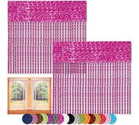 Bestlivings Lot de 2 rideaux à fils 90 x 240 et 140 x 240 cm, Tissu, pink - neon pink, 90x240