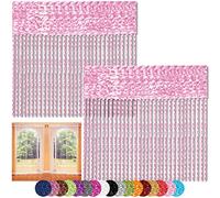 Bestlivings Lot de 2 rideaux à fils 90 x 240 et 140 x 240 cm, Tissu, rosa - kirschblütenrosa, 90x240