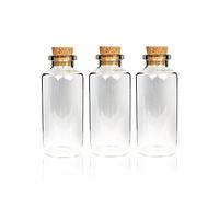 Bestlivings Lot de 3 mini bouteilles en verre avec bouchon en liège - 30 ml - Petits flacons en verre à remplir - Éprouvettes pour mariage - Mini bocaux cadeaux pour invités