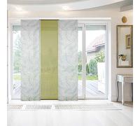 Bestlivings Lot de 3 panneaux Elena avec impression/motif - 60 x 260 cm (l x h) - Vert feuilles 1 - Rideau coulissant avec imprimé