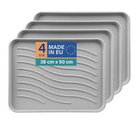 Bestlivings Lot de 4 bacs d'égouttement à chaussures à bord haut (50 x 38 x 2,5 cm), tapis d'égouttement, tapis de chaussures pour la maison et le jardin, étanches