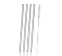 Bestlivings Lot de 4 pailles en verre transparent de 20 cm de long avec brosse de nettoyage (lot de 4) réutilisables, stables et incassables