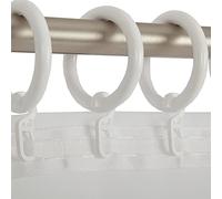 Bestlivings Lot de 40 anneaux de rideau avec crochets à plis (Ø40 mm) dans un pack de 40, idéal pour tringles à rideaux jusqu'à Ø28 mm (Blanc), pour rideaux et stores - Anneaux avec crochets à plis