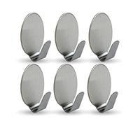 Bestlivings Lot de 6 crochets muraux autocollants en acier inoxydable pour salle de bain, chambre à coucher, mur, sans perçage