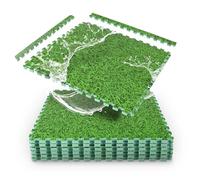 Bestlivings Lot de 6 tapis de sol pour piscine - Aspect herbe verte - 40 x 40 cm (0,96 m²) - Extra épais - 1 cm - Tapis de protection de sol pour piscine et pataugeoire - Avec bord