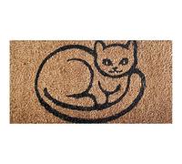 Bestlivings Paillasson en coco - 25 x 50 cm - Design : chat - Paillasson pour l'intérieur et l'extérieur - Fin - Dessous en PVC