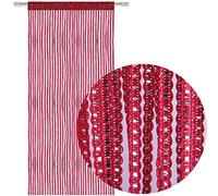 Bestlivings Rideau de porte à fils aspect métallique avec passe-tringle - Tendance et beau - Disponible dans de nombreux (90 x 250 cm/rouge - bordeaux)