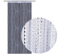 Bestlivings Rideau de porte à fils aspect métallique avec passe-tringle - Tendance et beau - Disponible dans de nombreux modèles (90 x 200 cm, argent - gris clair)
