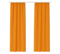 Bestlivings Rideau décoratif Ellen, Lot de 2 avec embrasses (140x145cm / Orange) Rideau occultant avec Ruban Fronce et Bande Universelle pour Salon et Chambre