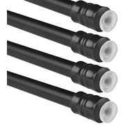 Bestlivings Tringle à Rideaux 4 pièces (Noir) sans perçage, Installation Facile, Tringle escamotable pour Serrage 80-120 cm