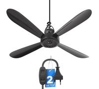 Bestlivings Ventilateur de plafond portable à suspendre, silencieux env. 25 dB, moteur 5 W basse consommation, Ø 40 cm, prise EU 220-240 V, crochet de suspension, câble 2 m avec interrupteur ON/OFF