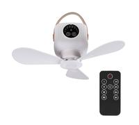 Bestlivings Ventilateur de plafond portable avec batterie et éclairage - Ventilateur USB de 3600mAh avec télécommande, 4 vitesses, minuteur, silencieux, portable pour camping, jardin, intérieur
