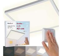 BestLuz LED Plafonnier Plat Carré 42cm 24W 2800lm Trois Niveaux Gradation LED Panneau Plafonnier Blanc Neutre 4000k Avec Effet de Rétroéclairage Salle de Bains Chambre Salon Cuisine Ultra Mince