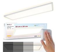 BestLuz LED Plafonnier Plat Rectangulaire 58x20cm 24W 3000lm Trois Niveaux Gradation LED Panneau Blanc Neutre 4000k Avec Effet de Rétroéclairage Salle de Bains Chambre Salon Cuisine Ultra Mince