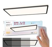 BestLuz LED Plafonnier Plat Rectangulaire 58x20CM 24W 3000LM Trois Niveaux Gradation Noir LED Panneau Blanc Neutre 4000K Avec Effet de Rétroéclairage Salle de Bains Chambre Salon Cuisine Ultra Mince
