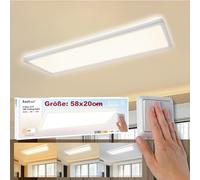 BestLuz Plafonnier à LED, 3 Niveaux CCT 3000K/4000K/6500K 58x20cm 24W 3000LM IP44 Panneau à Effet Rétro-Éclairé pour Salon Cuisine Salle de Bains, Ultra-Mince