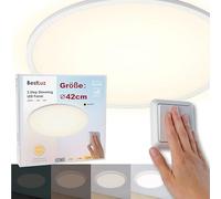 BestLuz Plafonnier à LED Ø42cm Panneau LED Plafonnier Rond 24W 2800lm Gradation à Trois Niveaux Blanc Neutre 4000k Avec Effet de Rétroéclairage Salle de Bains Chambre Salon Cuisine, Ultra Mince