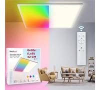 BestLuz Plafonnier à LED Plafonnier à Panneau LED 42x42CM 24W RGBW Blanc Neutre 4000K Avec Rétro Éclairage Effet Télécommande Pour Salle de Bain Chambre Salon Cuisine Ultra-Mince