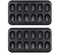 Bestlymood 2 Paquets de Marmite AntiadhéSive Madeleine, Moule de Cuisson 12 avec Plaque de Cuisson pour Gateaux Shell Plateau AntiadhéSif au Chocolat, UtiliséS pour Cuisson au Four Noir