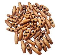 Bestlymood 50 Pieces Forme d'olive Boutons en Bois a Bascule 2 Trous Boutons de Couture pour Le Decor de Vetements