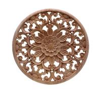 Bestlymood Appliques en Bois Rond De Sculpture De Fleurs Sculptées pour Décalque De Moulures en Bois Non-Peintes Meuble Armoire Figurine Décorative 15X15X2Cm