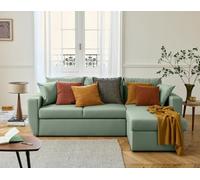 Bestmobilier - Astoria - canapé d'angle réversible 4 Places - Convertible avec Coffre - en Simili, Vert Sauge