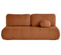 Bestmobilier - Bowie - canapé 3 Places Convertible Coffre + Coussin Rond Inclus en Tissu texturé, Terracotta