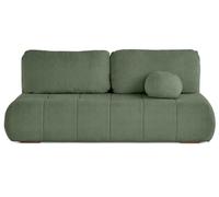 Bestmobilier - Bowie - canapé 3 Places Convertible Coffre + Coussin Rond Inclus en Tissu texturé, Vert