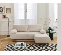 Cristal - canapé 3 places - convertible avec coffre et pouf - en velours côtelé - Beige