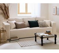 Bestmobilier - Canapé Convertible avec Coffre Topaze en Tissu Bouclette - Canapé Lit - Sofa Beige 3 Places - Salon