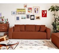 Bestmobilier - Canapé Convertible avec Coffre Topaze en Velours Côtelé - Canapé Lit - Sofa Terracotta 3 Places - Salon