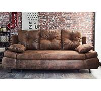 Bestmobilier - Canapé Convertible Larson en Microfibre - Canapé Lit - Sofa Marron 3 Places - Salon Industriel/Vintage/Rétro