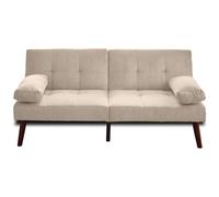Bestmobilier Canapé Convertible Philae Canapé Velours cotelé - Canapé Lit - Sofa Beige 2 Places - Salon