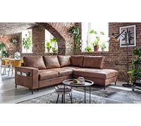 Lilly - Canapé d'angle droit - 5 places - convertible - en microfibre - Marron