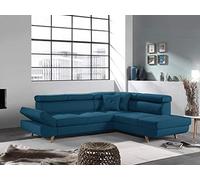 Linea - Canapé d'angle droit convertible scandinave - L 252 x P 190cm Couleur - Bleu canard