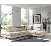 Bestmobilier - Canapé d'angle Convertible - Angle Droit - Lisbona en Tissu - Canapé Lit - Sofa Beige 5 Places - Têtières Réglables - Salon