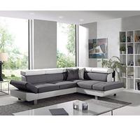 Lisbona - Canapé d'angle droit convertible - L 252 x P 190cm Couleur - Blanc / Gris - Blanc / Gris